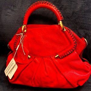 Hermene’s Boutique Italian Leather Bag In Cherry Red
